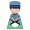 Muslim Boy Read Al Qur`an Cute Illustration