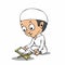 Muslim boy read Koran cartoon