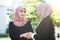 Muslim business women greeting