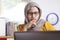 Muslim Businesswoman Seriously Working