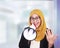 Muslim Businesswoman Shout With Megaphone, Advertising Concept