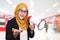 Muslim Businesswoman Shout With Megaphone, Advertising Concept