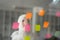 A Muslim businesswoman uses Post-it notes to share ideas, showcasing the concept of brainstorming. The sticky notes are