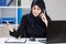 Muslim businesswoman during work