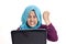 Muslim Businesswoman Working on Laptop Stress Frustated gesture