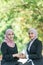 Muslim Businesswomen shaking hands. Outdoor shot