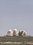 Muslim cemetery with Islamic themed buildings and structures in the Kazakh steppe