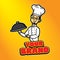 Muslim chef logo with glasses and beard, halal food, halal logo