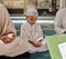 Muslim, child or men prayer to worship Allah in holy temple or mosque with gratitude as a family on Ramadan. Islamic