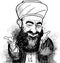 Muslim cleric (hodja) portrait, line art vector