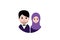 Muslim couple cartoon avatar.