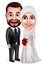 Muslim couple vector characters as bride and groom wearing white wedding dress