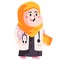 muslim doctor with white dress using stethoscopehold on medical record children girl play modern cartoon vector