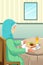 Muslim Eating Meal at Home Illustration