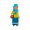 muslim elderly lady shopping in fashion store cartoon vector