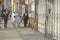 Muslim families standing on sidewalk, South Central Los Angeles, California