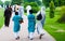 Muslim family going for Eid prayers, Lahore, Pakistan