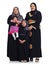 Muslim family, portrait and women with children together in hijab for Islam religion love, peace and arab culture