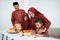 Muslim family prepare fruits to breaking fast