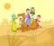 Muslim family riding on camel ride