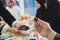 Muslim family starting iftar with dates during Ramadan