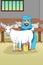 Muslim Farmer Milking His Goats at Barn Illustration