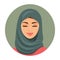 Muslim fashion woman closing her eyes. Arab woman icon portrait in hijab. Asian muslim traditional hijab. Vector illustration.