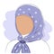 A Muslim girl in a blue kerchief