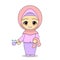 Muslim girl cartoon bathing. Daily fun activities. Funny character vector illustration