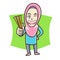 Muslim girl holding honey stick