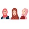 Muslim Girls Avatars Set Traditional Hijab