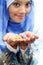 Muslim girls with chocolate