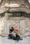 Muslim girls pose for a photo infront of a wall at the magnificent Citadel of Salah Al-Din in Cairo, Egypt.