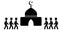 Muslim Going to Mosque. Black and white pictogram depicting Muslims attending Mosque. Vector File