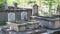 Muslim graves in a cemetery in Istanbul, Turkey