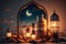 Muslim Holy Month Ramadan Kareem Arabic Lantern Islamic Holiday Design Concept.