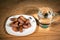 Muslim iftar of breaking of fast during Ramadan month with preserved sweet dates and water