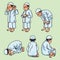 Muslim Kid Doing Salah, Salat, Shalat, Sholaat, Vector Set