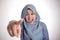 Muslim Lady laughing Hard Bully Expression and Pointing Forward