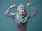 Muslim Lady Shows Strong Muscle Gesture