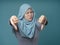 Muslim Lady Shows Thumbs Down Gesture, Disappointed Expression