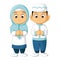 Muslim Little Couple Boy and Girl Cartoon