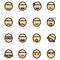 Muslim Male Emoticons Icon Set Design Filled Outline Style