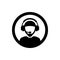 Muslim male support service / customer care / customer service / administrator silhouette icon. Circle icon.