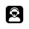 Muslim male support service / customer care / customer service / administrator silhouette icon. Square negative space icon.