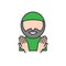 Muslim man with praying hands. Simple monoline icon style for muslim ramadan and eid al fitr celebration