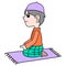 Muslim men are sitting doing worship. doodle icon image kawaii