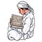 Muslim Moslem Man Reading Reciting Al Quran Koran Cartoon Drawing Vector Art