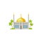 Muslim mosque with crescent moon on dome isolated