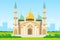 Muslim mosque isolated. Cartoon vector classic cathedral illustration